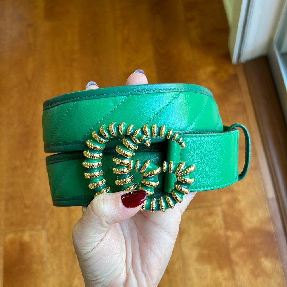 Green Gucci Torchon GG Marmont Belt
